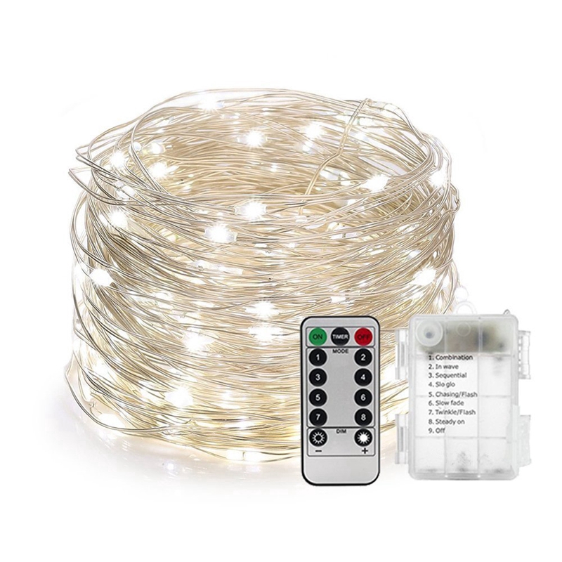 Dây Đèn LED Trang Trí Giáng Sinh Chạy Pin USB Điều Khiển Từ Xa Chống Thấm Nước 5M