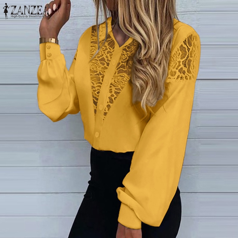 Zanzea Áo Nữ Tay Dài Phối Ren Thời Trang Quyến Rũ