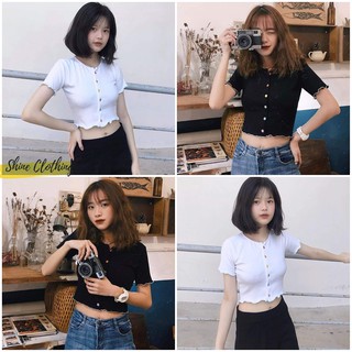 Áo Croptop thun gân , thun trơn xinh xắn Shine Clothing