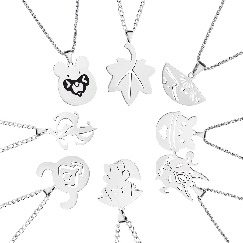 Vòng cổ Mặt Lá Phong Hai Chiều Bằng Thép Không Gỉ Làm Quà Tặng Cho Bạn Bè