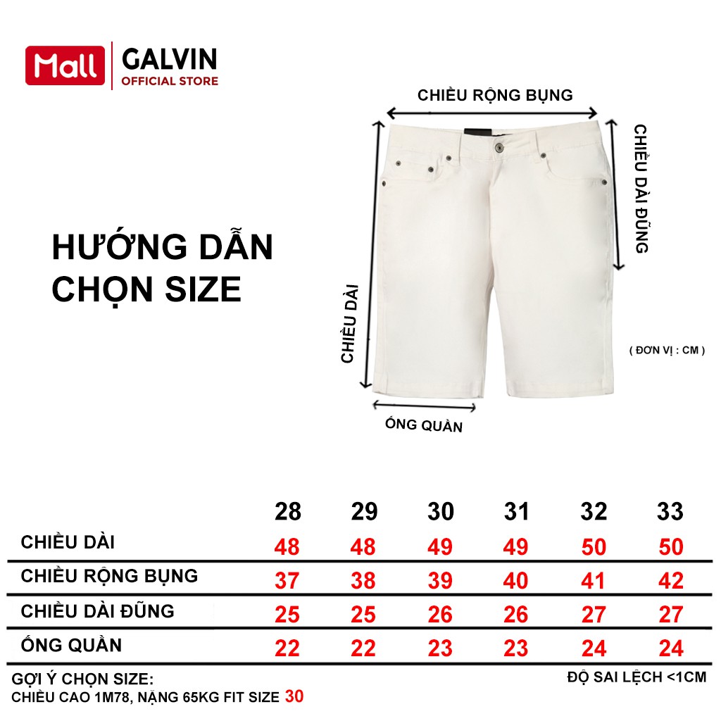 Galvin - Quần short nam giả Jeans chất cotton kaki co giãn có khóa túi QSGV22