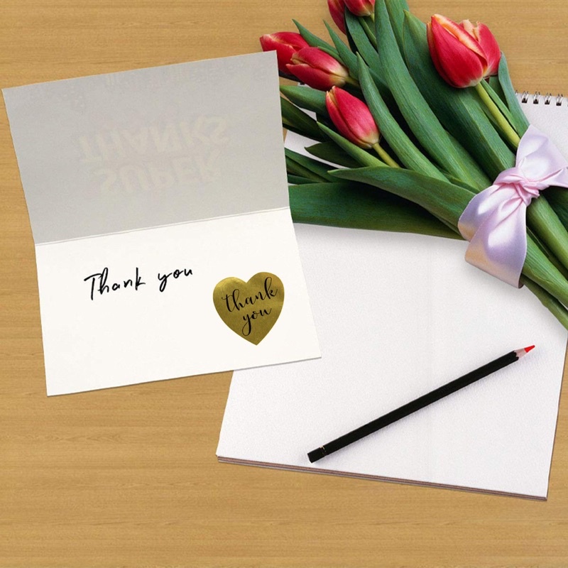 50 Tem stiker chữ ánh kim Thank You cảm ơn dán trang trí quà tặng