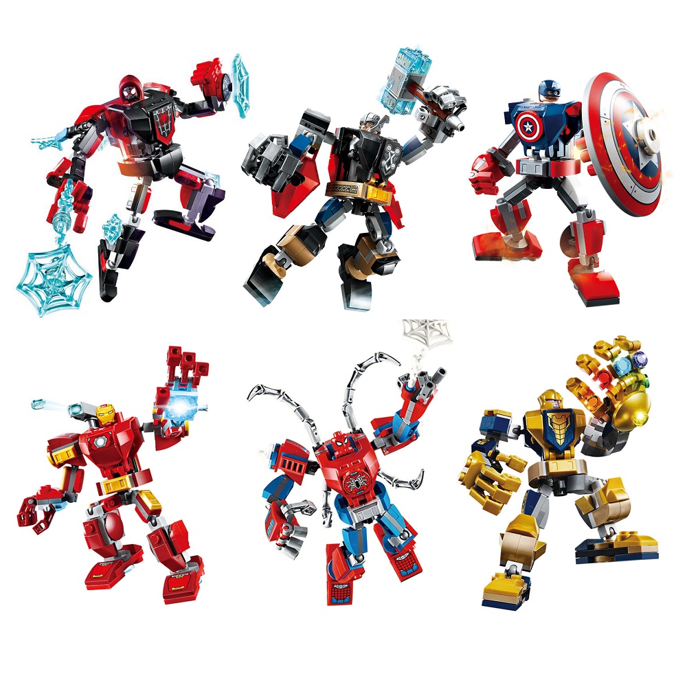 Đồ chơi lego lắp ráp mô hình siêu nhân người nhện, đội trưởng mỹ, người sắt cho trẻ em DC08