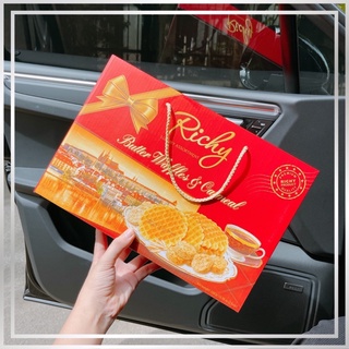 Bánh Richy Luxury Waffles & Oatmeal 368gr Kèm Túi Giấy Sang Chảnh , TONGKHOCHITUE
