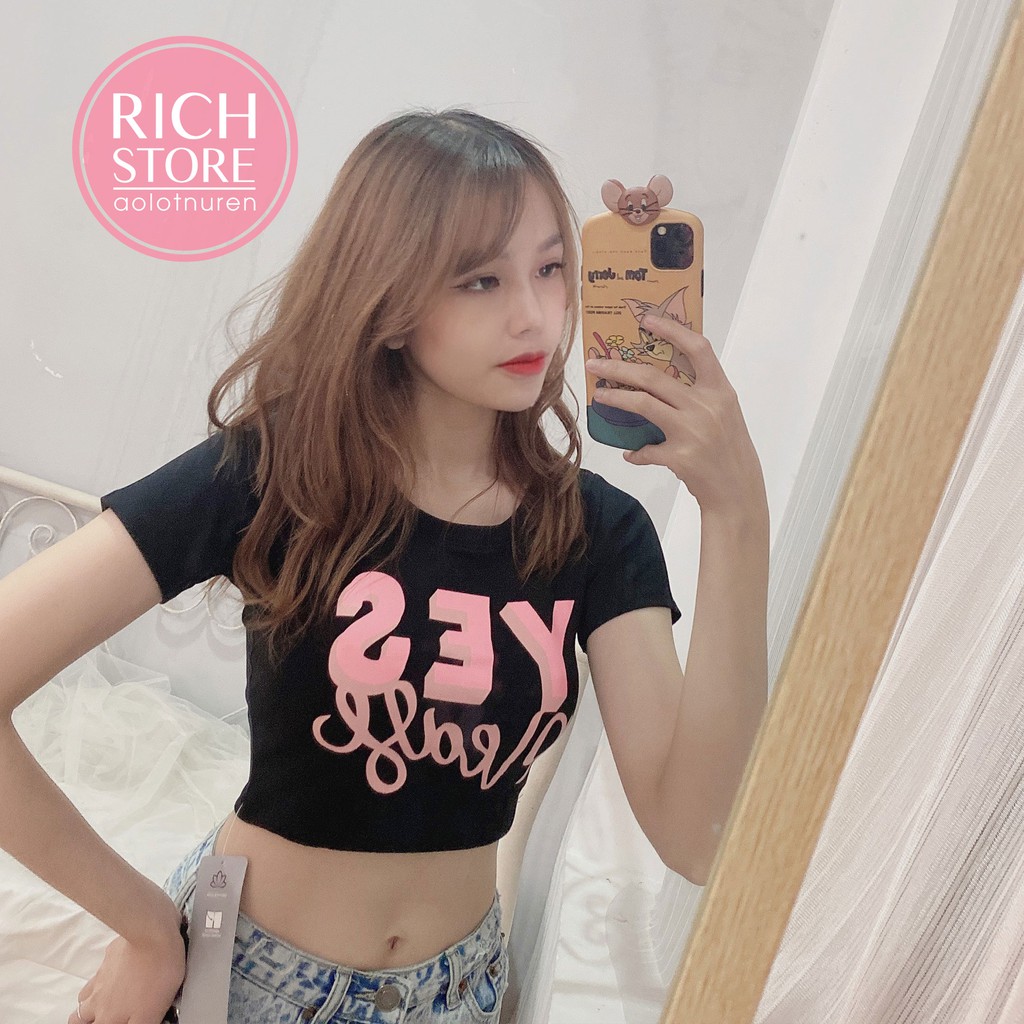 Áo croptop in chữ YES 5 màu LIKANO CRT63
