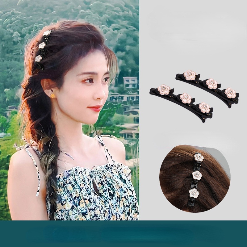 Kẹp Tóc Bện Đính Hoa Trà Xinh Xắn Cho Nữ