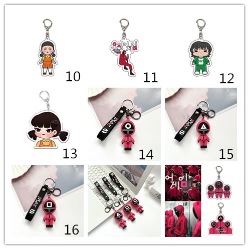 [sweet] korea  Creative Squid Game Figures pendant Keychain Key Ring Ornament