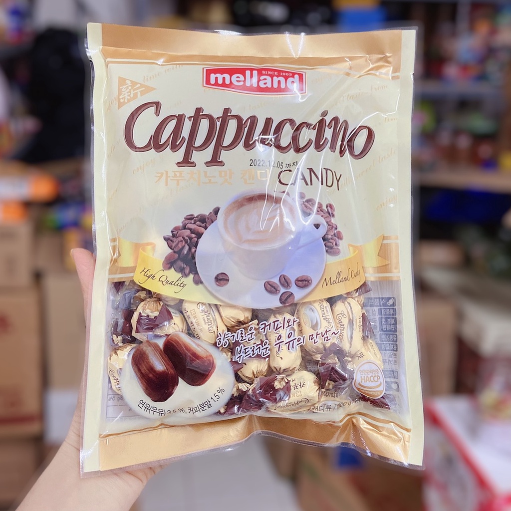 Kẹo capuchino cà phê sữa Melland Hàn Quốc 300g, kẹo cafe coffee siêu ngon
