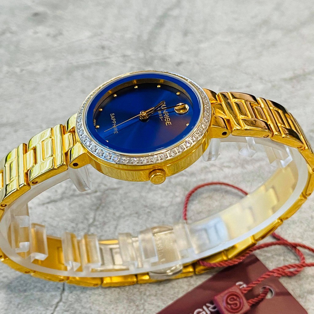 Đồng hồ Sunrise nữ chính hãng L.9949.AA.G.X - kính saphire chống trầy - Đính đá Swa
