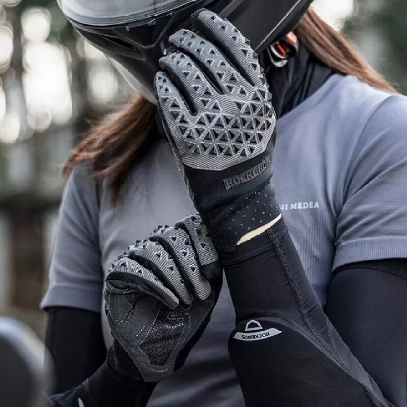 Găng tay ROCKBROS S275 che toàn bộ ngón tay có đệm lòng bàn tay SBR chống sốc/ chống mòn/ chống gió dùng đi xe đạp