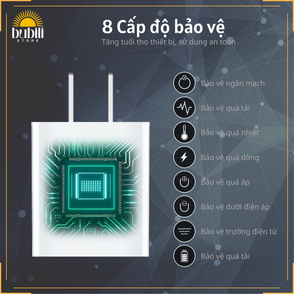 Củ sạc USB 5W 5V-1A sạc nhanh cho điện thoại đèn học