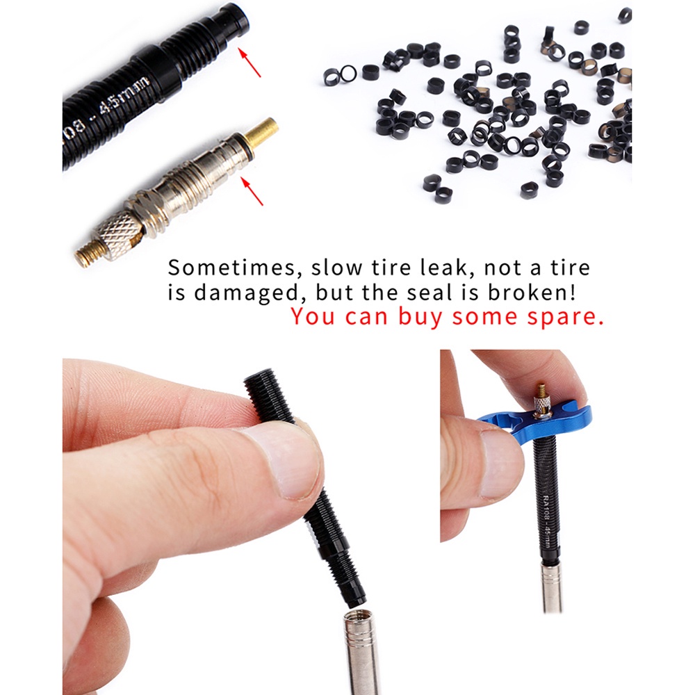 Ống nối dài van xe đạp 45mm Ra108 80mm bằng hợp kim nhôm kèm cờ lê có thể tháo rời