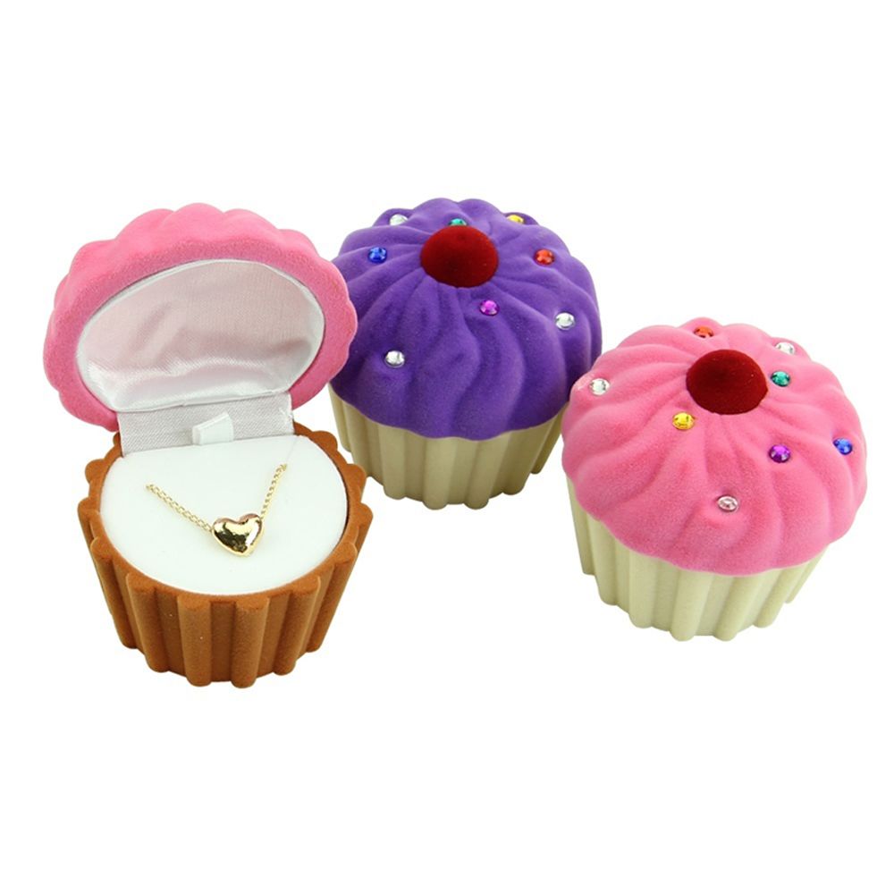 Hộp Đựng Trang Sức Bằng Vải Nhung Cao Cấp Hình Bánh Cupcake Dễ Thương