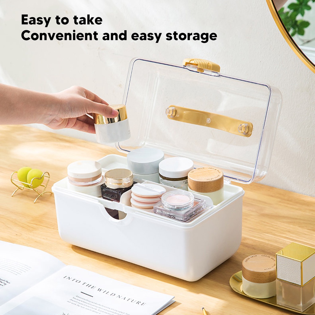 Hộp Đựng Đồ 2 Tầng Sức Chứa Lớn Thiết Kế 2 Tầng Với Nắp Trong Suốt Và Khóa Xoay Cho Văn Phòng