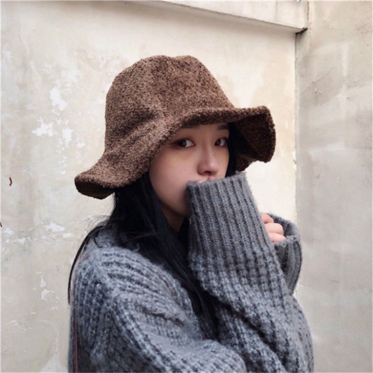 Mũ Da Lộn Lông Cừu 2 mặt lót nỉ và lót lông đội cả 2 mặt kiểu dáng mũ tai bèo