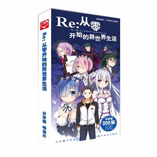 Postcard Re:Zero − Bắt đầu lại ở thế giới khác hộp ảnh bộ ảnh có ảnh dán + lomo + postcard bưu thiếp anime chibi