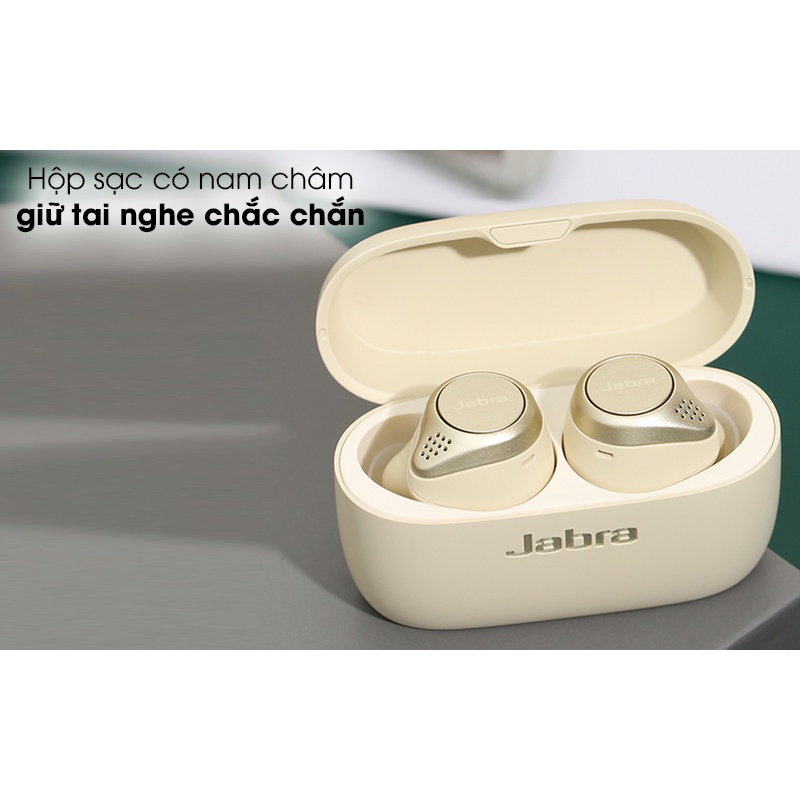Tai nghe bluetooth Jabra Elite 75T siêu bass, tai nghe không dây TWS hỗ trợ sạc không dây, chống nước