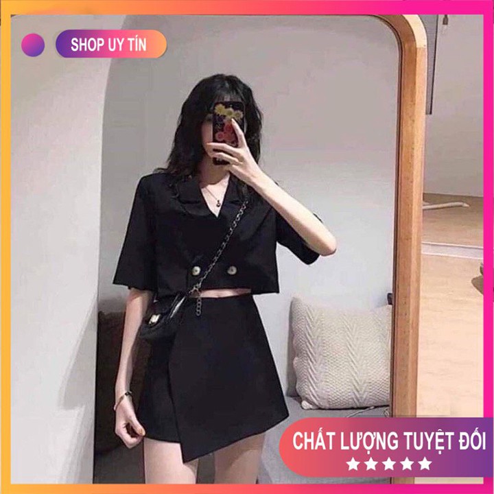 [Mã FADI5K245 giảm 5K đơn 0đ] Set Đồ Nữ 💦Combo Váy Áo💦 áo vest croptop + chân váy Mã SET13