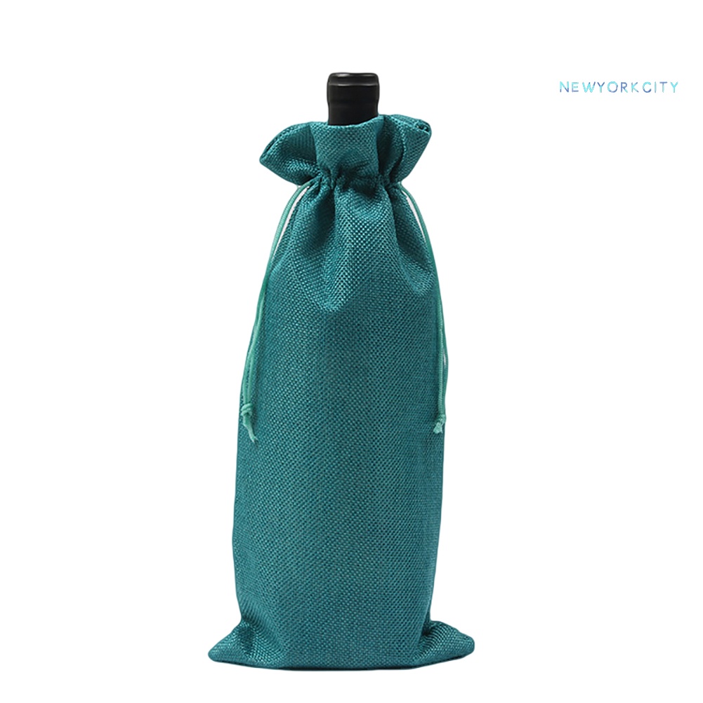 Vỏ Bọc Chai Rượu Bằng Vải Lanh Có Dây Rút Trang Trí Cho Tiệc Cưới