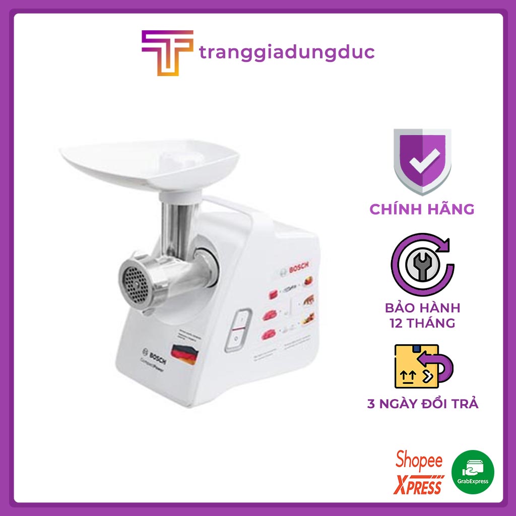 Máy xay thịt Bosch MFW3520W, công suất 1500W vô cùng mạnh mẽ
