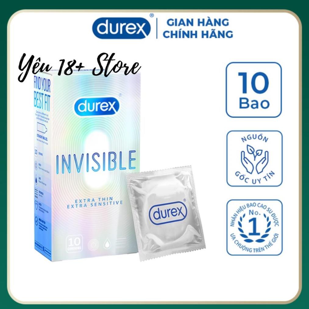 Bao Cao Su Durex Invisible Extra Thin Extra Sensitive 10 bao Siêu Mỏng - Cảm Giác Chân Thật [CHE TÊN Sản Phẩm]