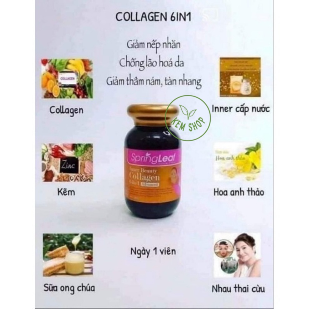 [CAM KẾT CHÍNH HÃNG] Viên COLLAGEN SPRING LEAF INNER BEAUTY COLLAGEN 6-IN-1, Collagen 6 trong 1 Úc hộp 90 viên/180 viên