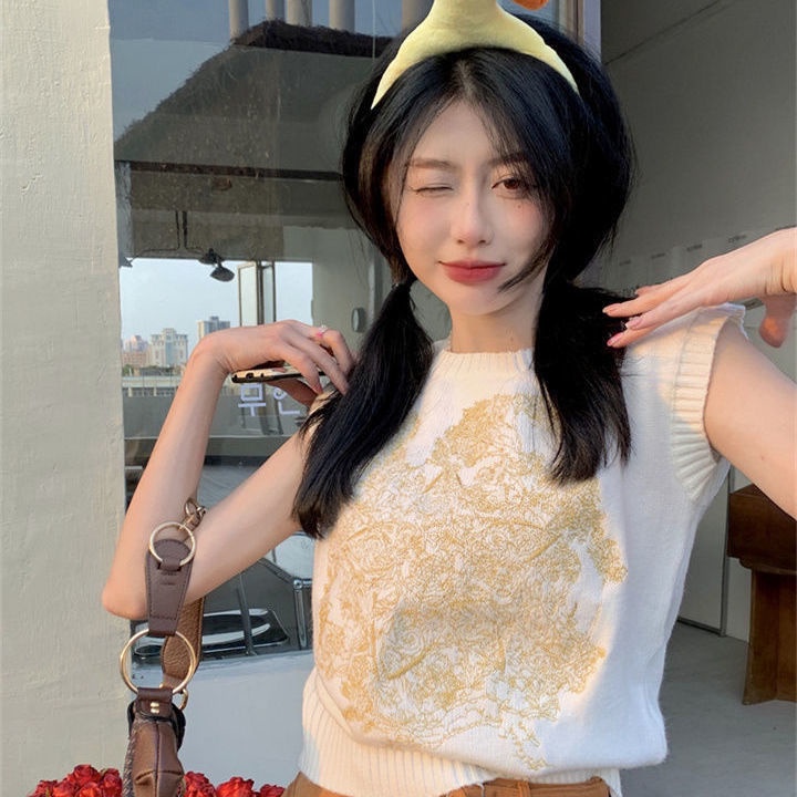 Áo Sweater Sát Nách Cổ Tròn Thời Trang Xuân Hè Cho Bé Gái