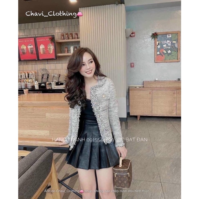 Chân váy da xếp ly có lót quần hàng Quảng Châu | BigBuy360 - bigbuy360.vn