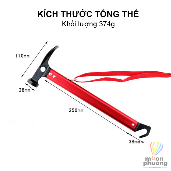 Búa đóng nhổ cọc dựng lều trại đa năng cán hợp kim nhôm - MUÔN PHƯƠNG SHOP