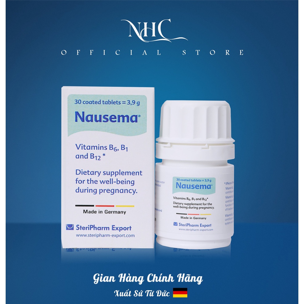 Nausema viên uống chống ốm nghén, tạo máu, giảm chóng mặt lo âu cho mẹ bầu - Hộp 30 viên
