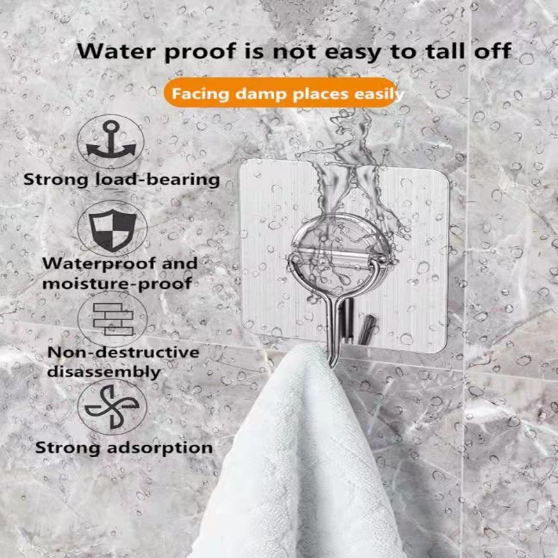 1 Móc Treo Đồ Bằng Thép Không Gỉ Trong Suốt Chống Thấm Nước Gắn Tường Tiện Dụng Giá Đỡ