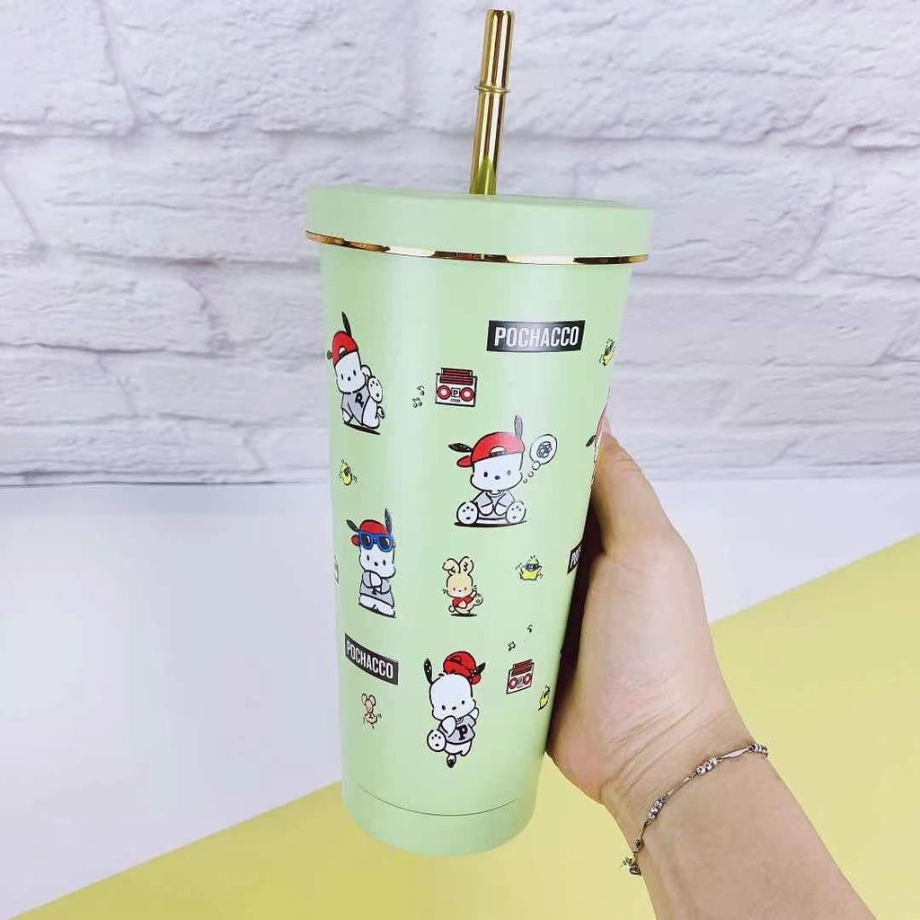 Bình Nước Giữ Nhiệt Bằng Thép Không Gỉ 304 Họa Tiết Hoạt Hình Dễ Thương