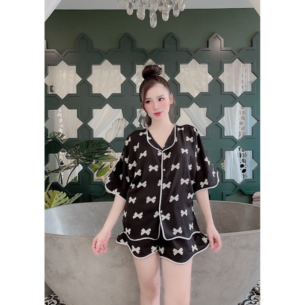 MA11 Bộ Pijama Lụa Mango Dơi Sóng NƠ XINH #Đồ Ngủ | Đồ Bộ Nữ | Váy Ngủ | Pizama | Pyjama -. `` | BigBuy360 - bigbuy360.vn