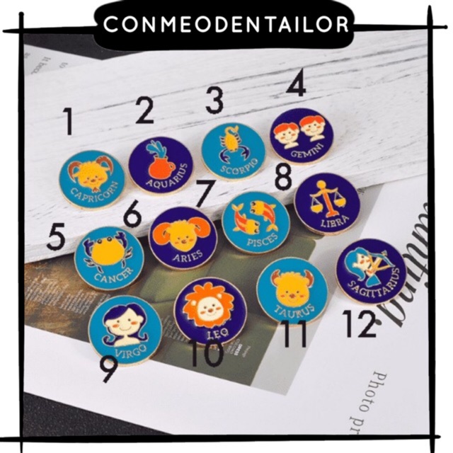 CONMEODENTAILOR Ghim cài cung hoàng đạo balo túi áo