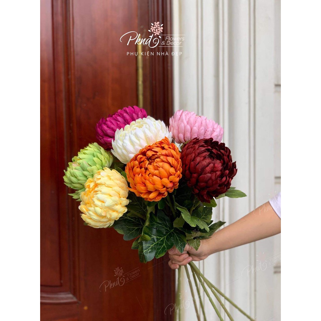 Cành hoa cúc mẫu đơn phú quý cao cấp phù hợp cắm bình gốm trang trí nhà cửa đẹp PKND FLOWERS &amp; DECOR