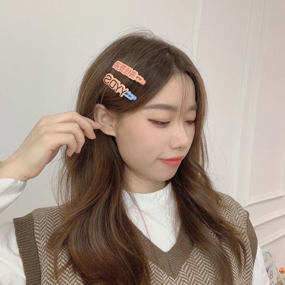 Kẹp tóc bằng nhựa resin màu kẹo hình học hoạt hình vui nhộn phong cách Hàn Quốc cho nữ