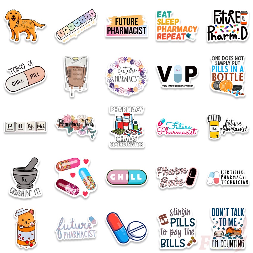Bộ 100 Cái/Bộ ❉ Miếng Dán Chủ Đề Y Tá Quốc Tế Độc Đáo ❉ Sticker Dán Tường Chống Thấm Nước Thời Trang