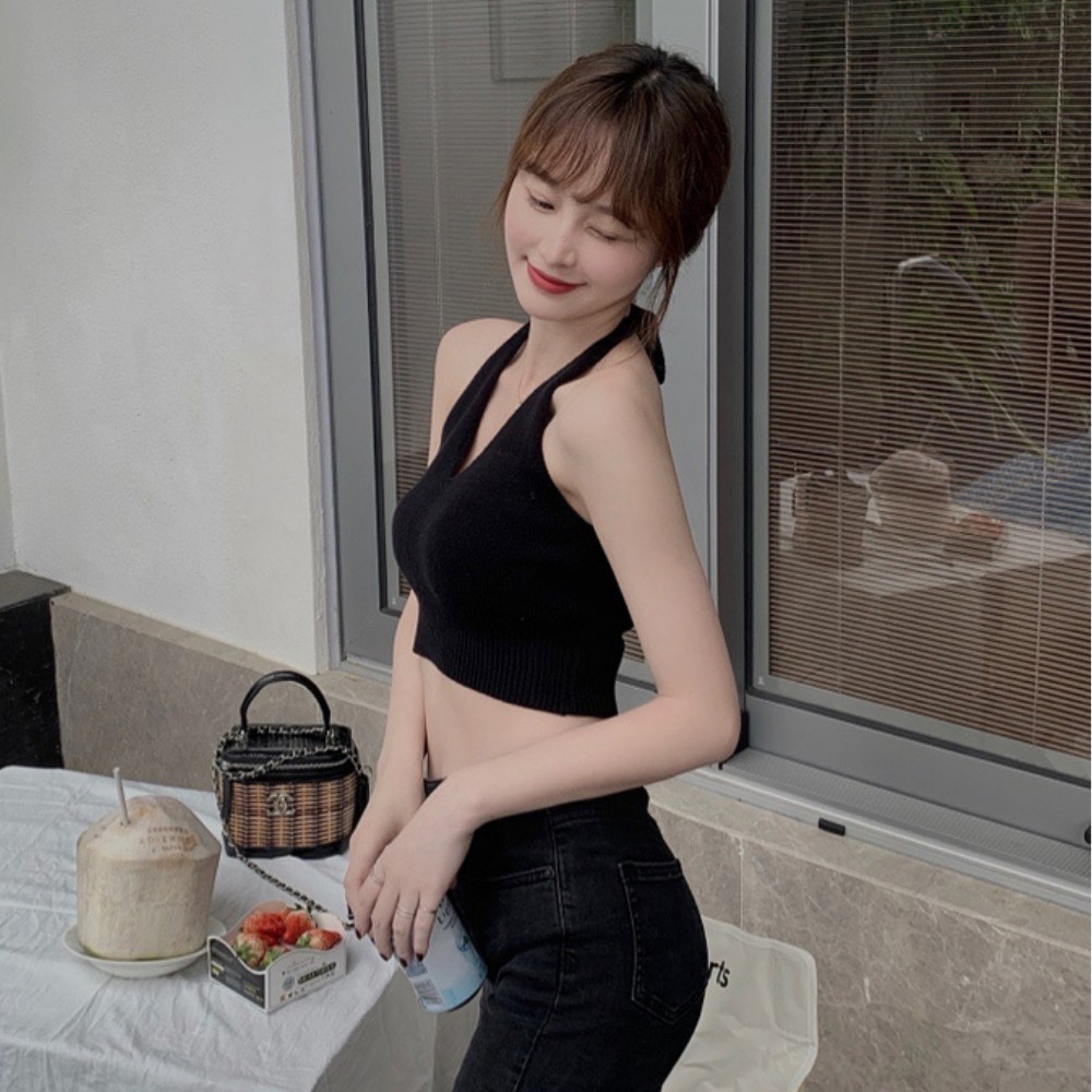 Áo nữ , áo hai dây dệt kim cổ chữ V thời trang cho nữ ATILA SHOP