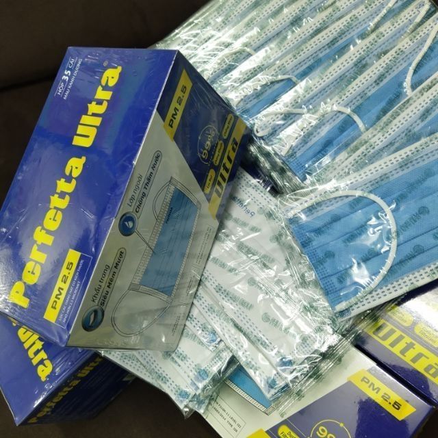 🇻🇳 Perfetta Ultra (có logo) 4 lớp, lọc bụi mịn PM 2.5,chống khuẩn 99%, chống thấm,không lem son môi.