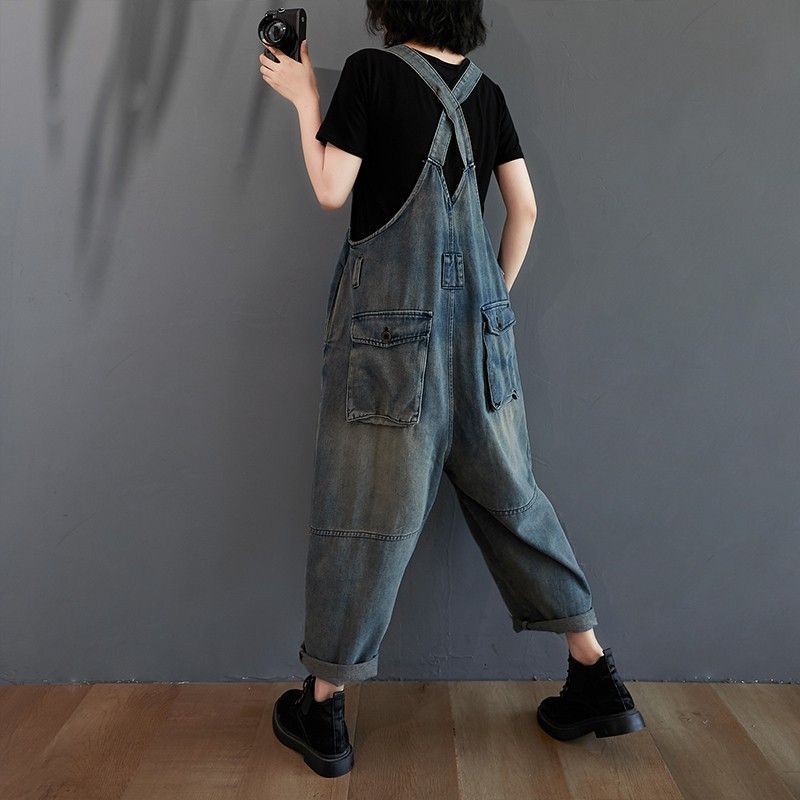 [ORDER] -Có ảnh thật) Quần yếm denim dạng rộng (size M-XXL fit đến 80kg) - Có ảnh thật | BigBuy360 - bigbuy360.vn