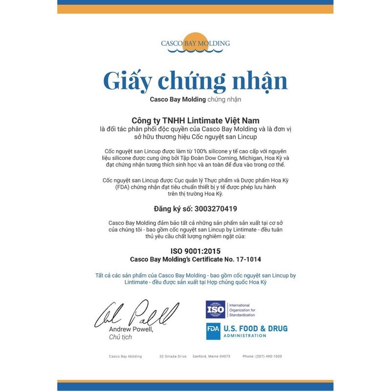 Cốc nguyệt san Lincup chính hãng nhập khẩu từ Mỹ