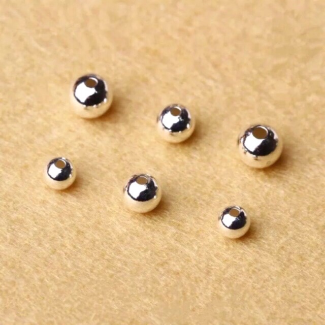 [Siêu rẻ] Hạt bạc nhỏ không hoa văn 3mm - MH586