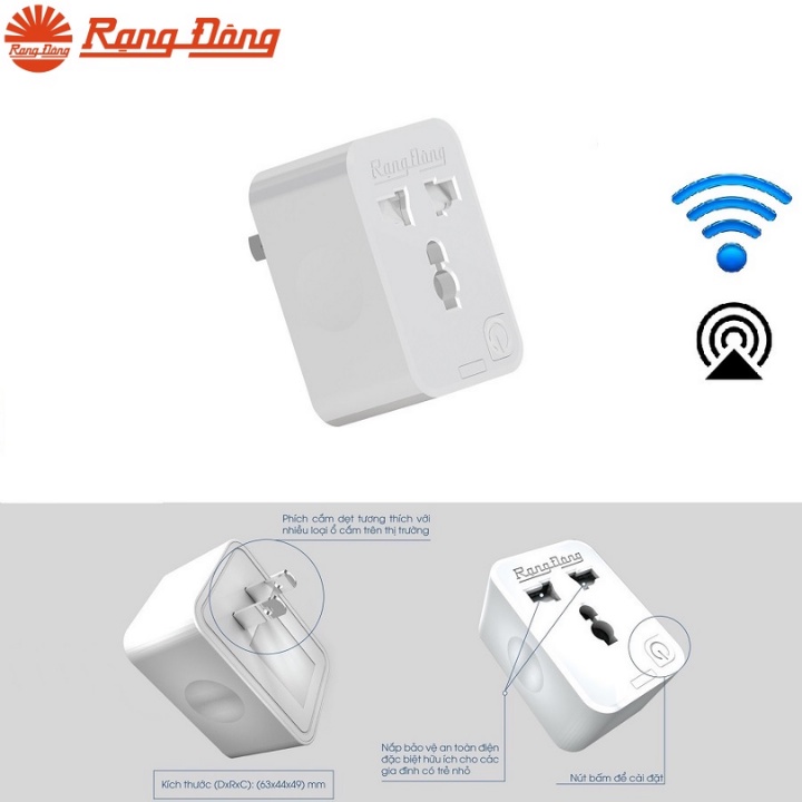 Ổ Cắm Thông Minh Wifi Rạng Đông - Ổ Cắm Điện Đa Năng Hẹn Giờ , Điều Khiển Từ Xa - Bảo Hành 12 Tháng