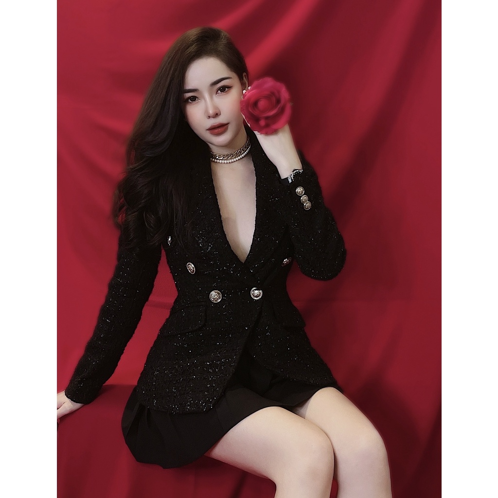 Áo vest tweed đen AV028 | BigBuy360 - bigbuy360.vn