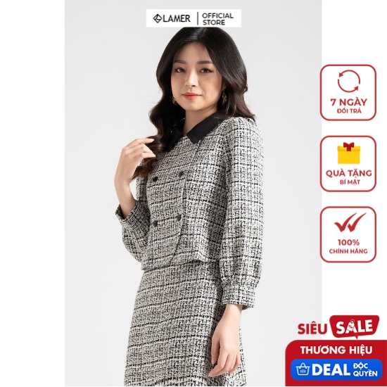 Áo vest nữ cổ phối, 2 hàng khuy by LAMER L65B21T009