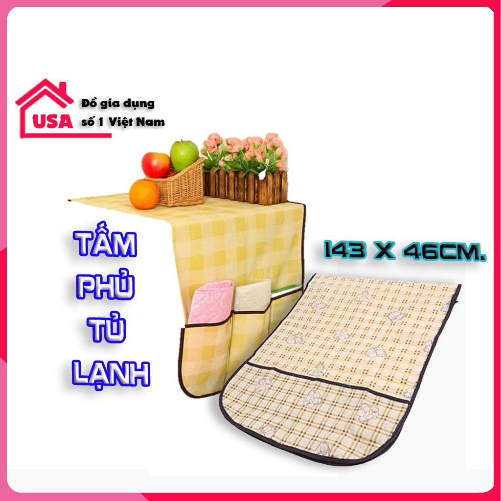 Tấm phủ tủ lạnh bằng vải 2 cánh có túi 143cm x 46cm