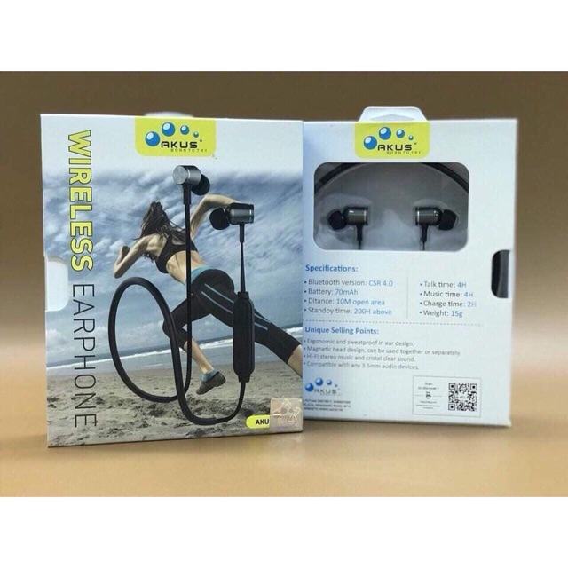Tai nghe Bluetooth Akus T8 bass cực ấm, pin lâu