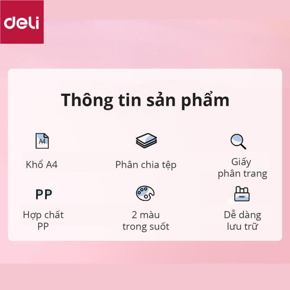 Cặp tài liệu mở rộng A4 8 ngăn Deli - có nút cài - 1 chiếc - 5735 [Deli]