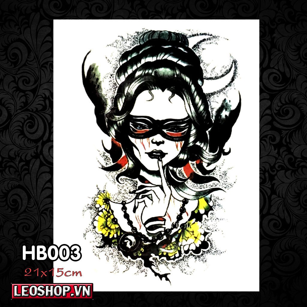 Hình Xăm Dán Geisha, Gái Nhật, Cô Gái Các Loại 3 (21x15 cm)