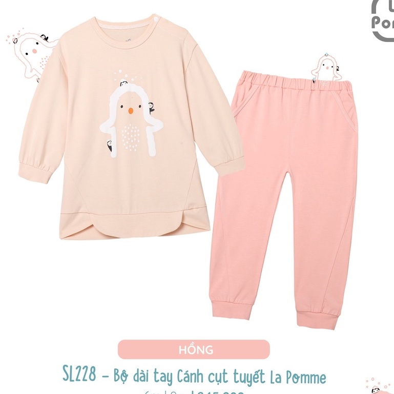 Bộ La Pomme Bamboo Dài tay bồng bèo cánh cụt tuyết cao cấp mềm mịn đáng yêu thấm hút tốt cho bé gái  SL228